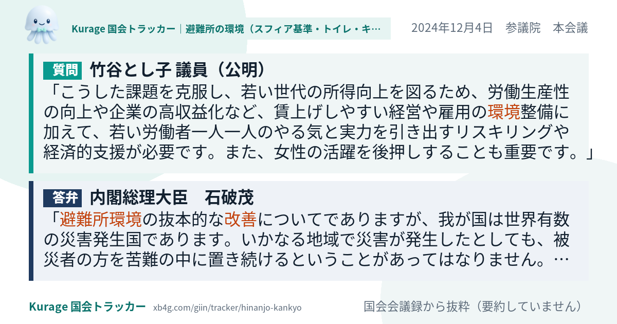 質問と答弁のカード