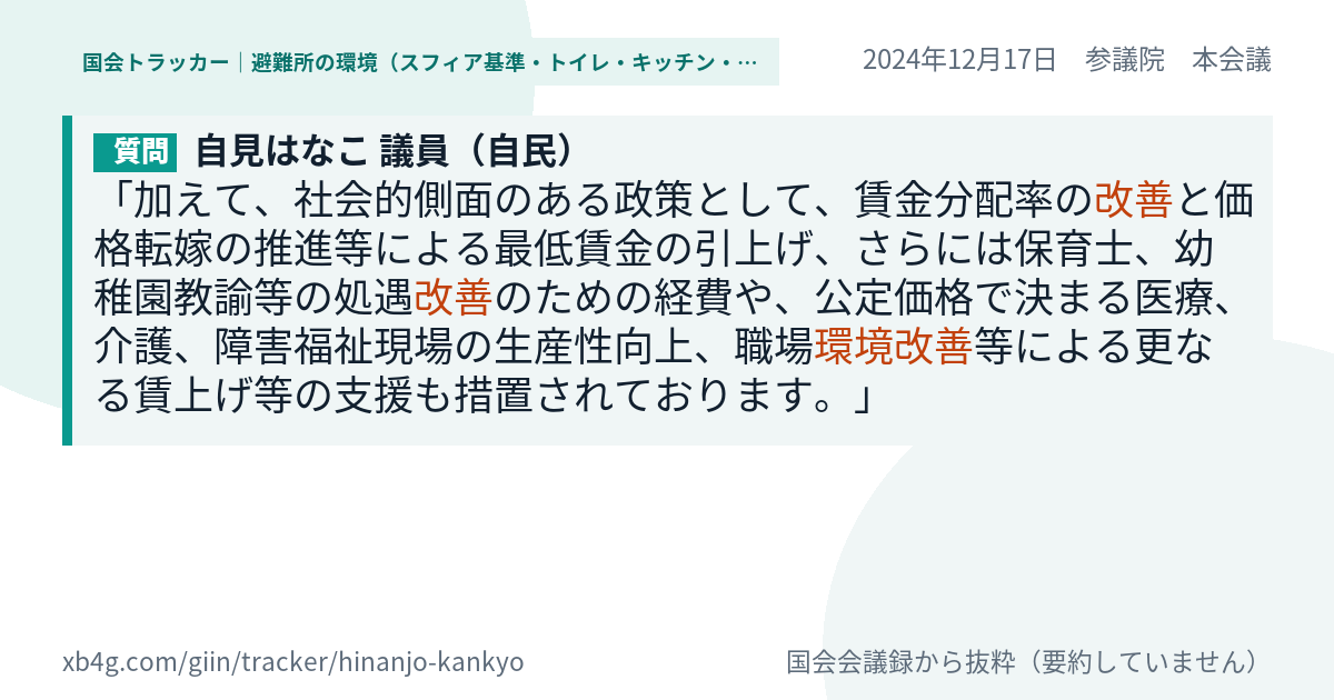 質問と答弁のカード