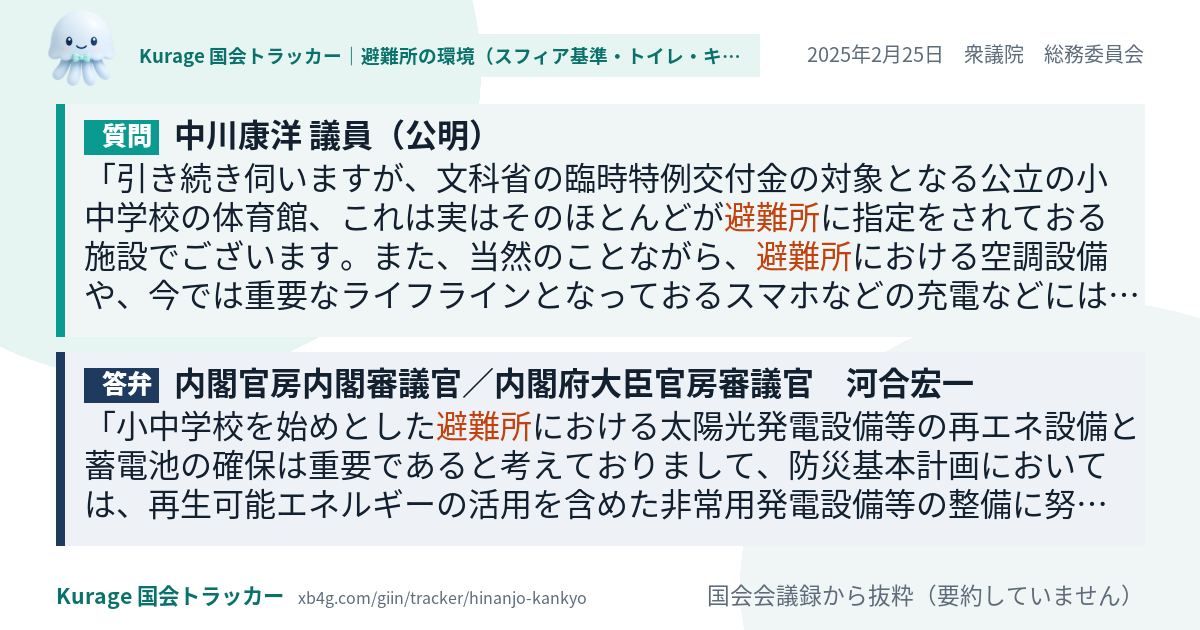 質問と答弁のカード