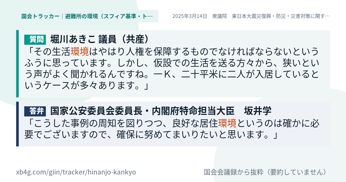 質問と答弁のカード