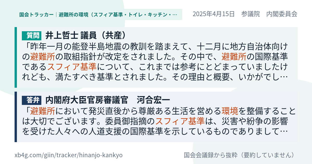 質問と答弁のカード