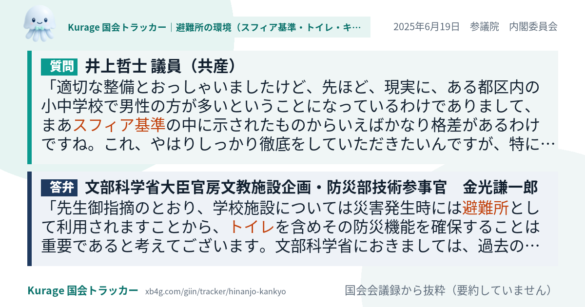 質問と答弁のカード