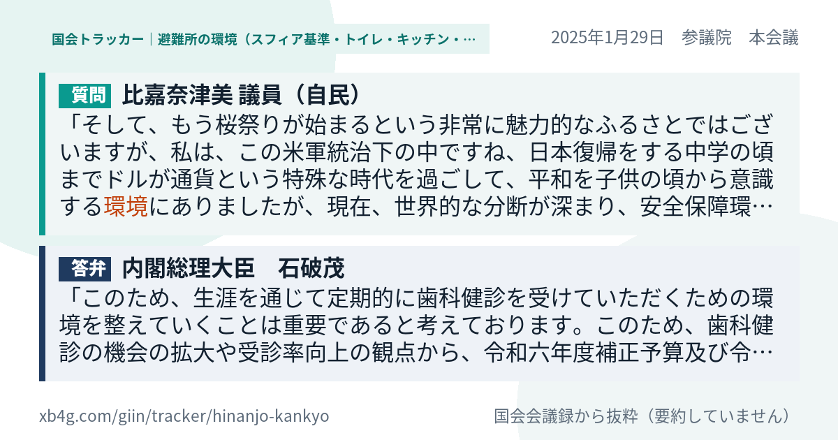 質問と答弁のカード