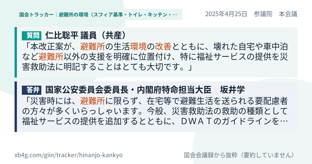 質問と答弁のカード