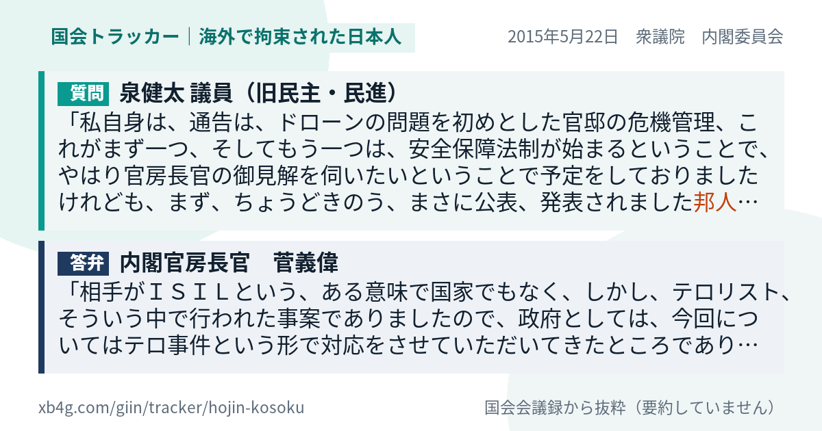 質問と答弁のカード