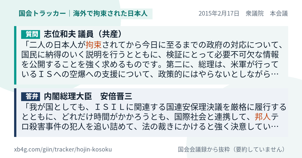 質問と答弁のカード