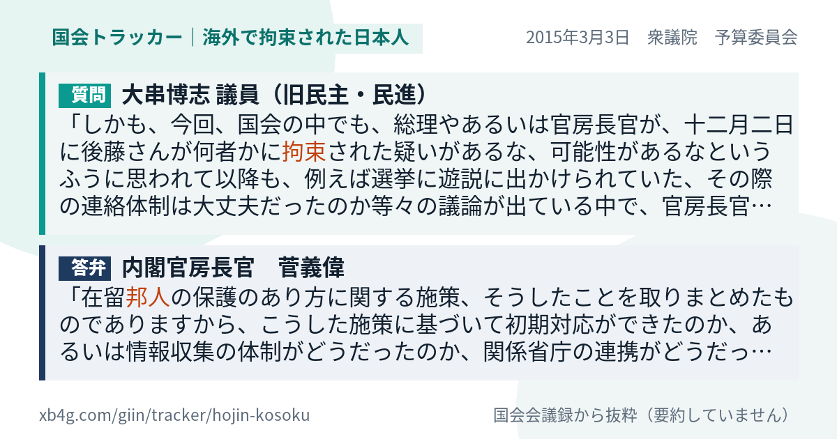 質問と答弁のカード