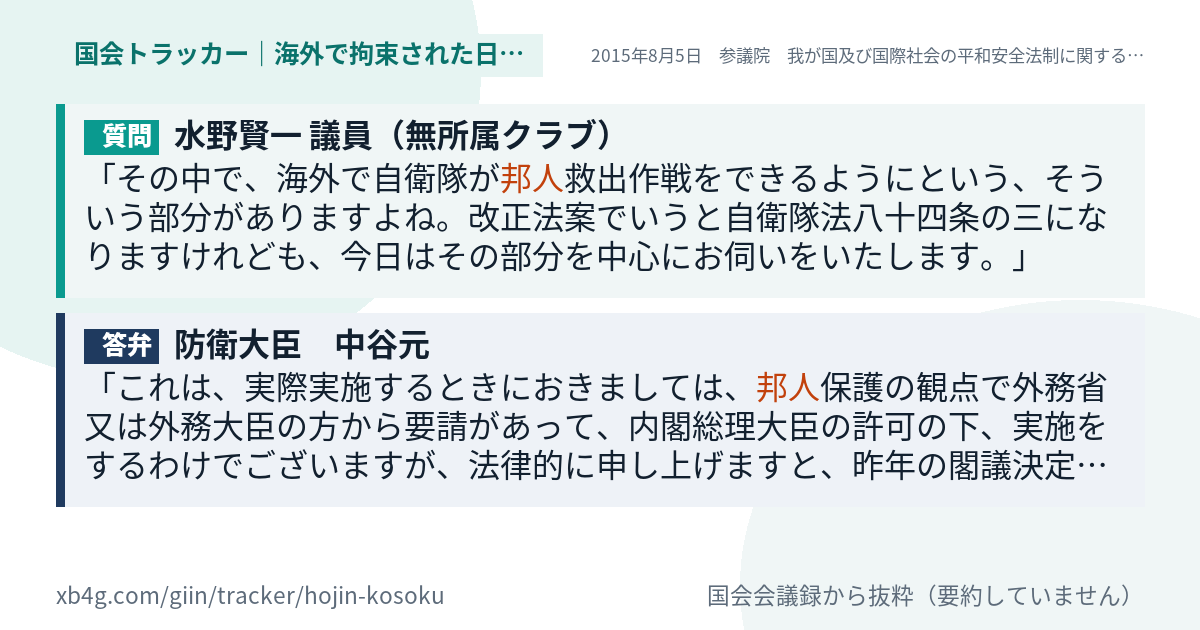 質問と答弁のカード