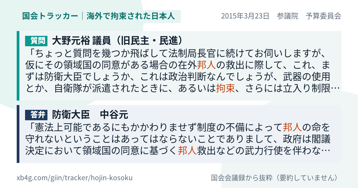 質問と答弁のカード