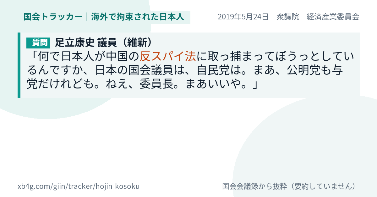 質問と答弁のカード