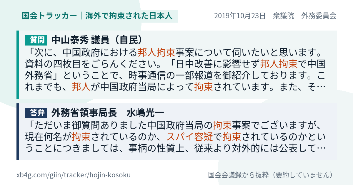 質問と答弁のカード