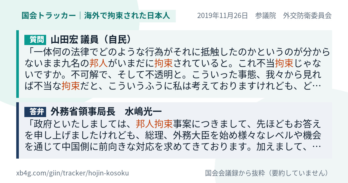 質問と答弁のカード