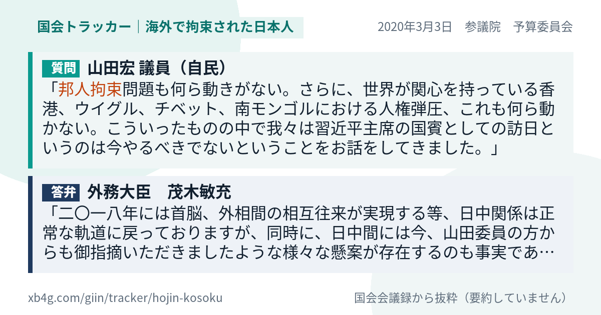 質問と答弁のカード