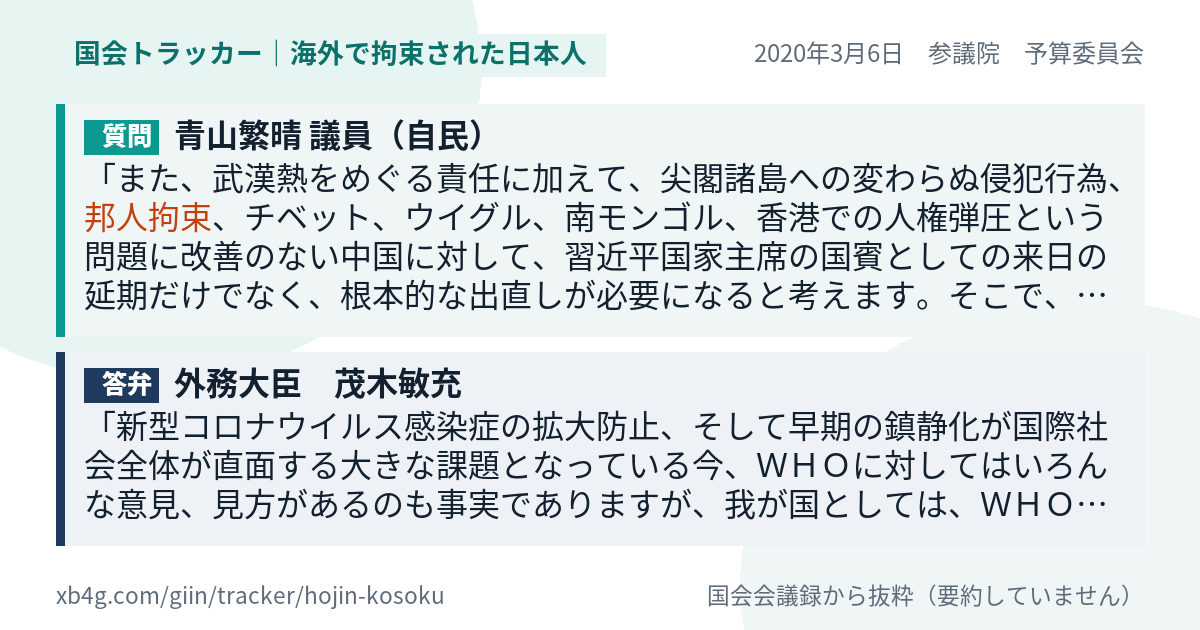 質問と答弁のカード