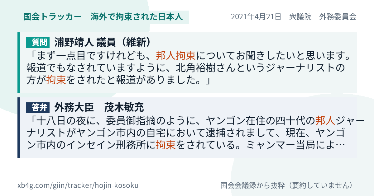 質問と答弁のカード