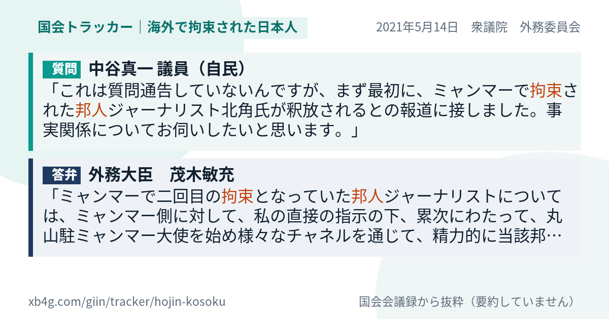 質問と答弁のカード
