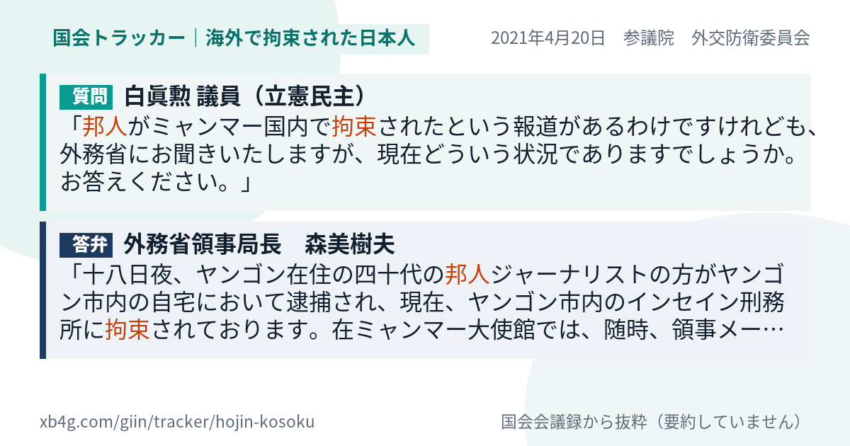 質問と答弁のカード