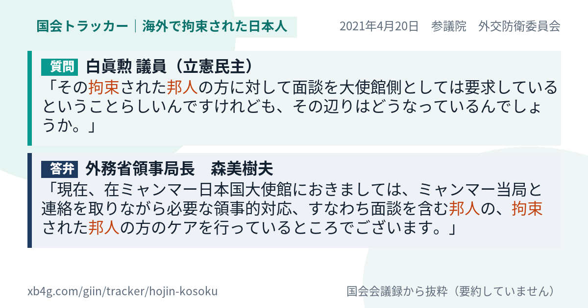 質問と答弁のカード
