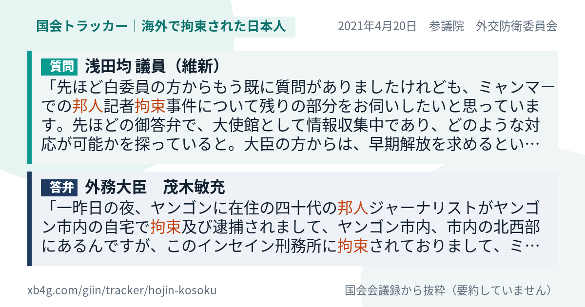 質問と答弁のカード