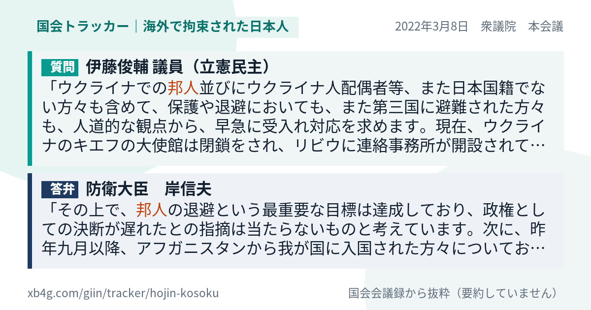 質問と答弁のカード