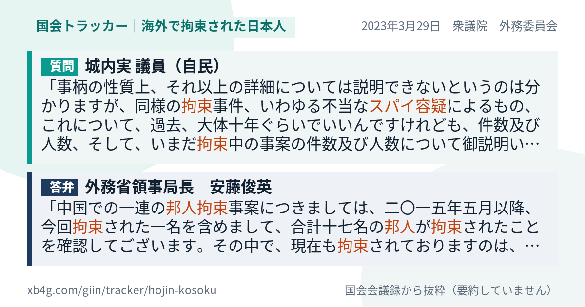質問と答弁のカード
