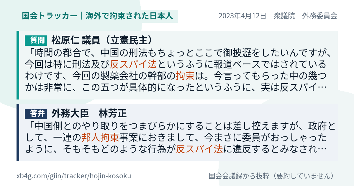 質問と答弁のカード