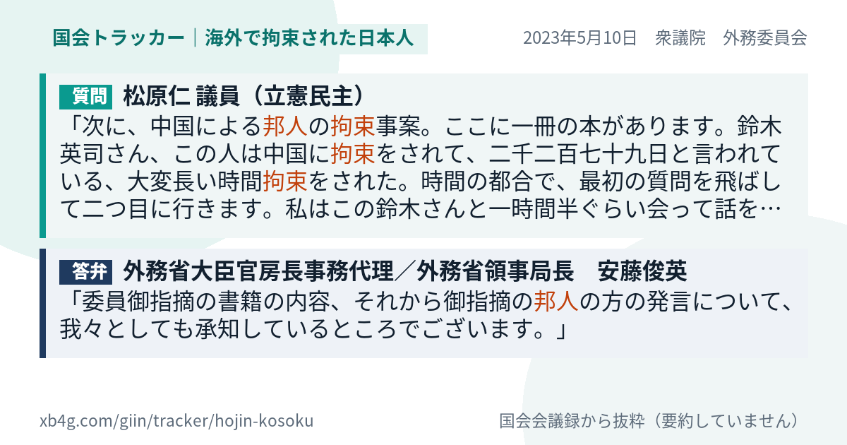 質問と答弁のカード