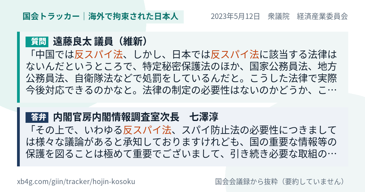 質問と答弁のカード