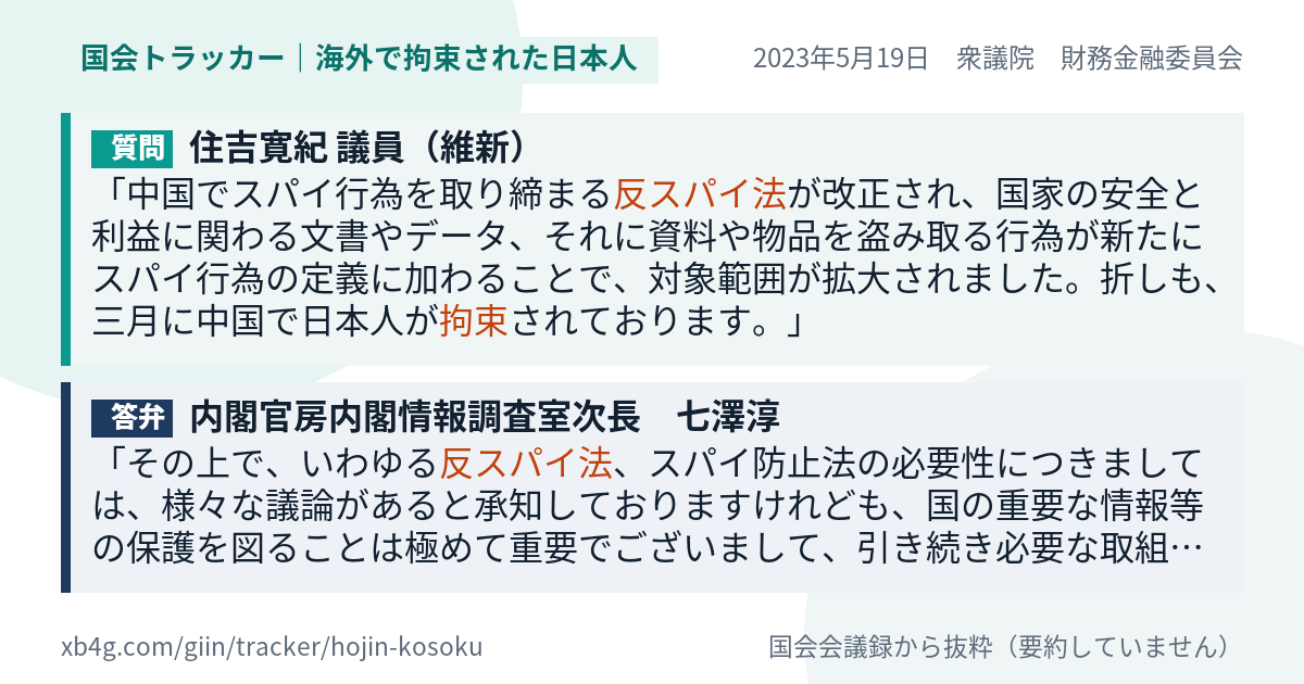 質問と答弁のカード