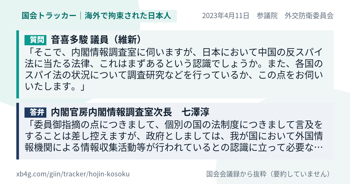 質問と答弁のカード