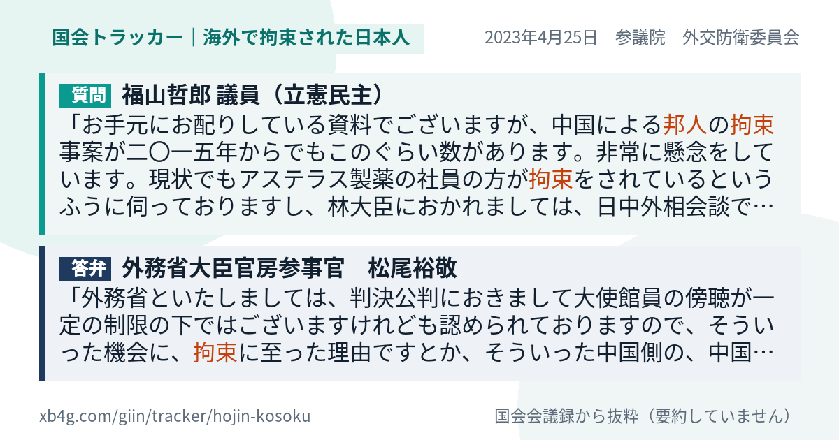 質問と答弁のカード