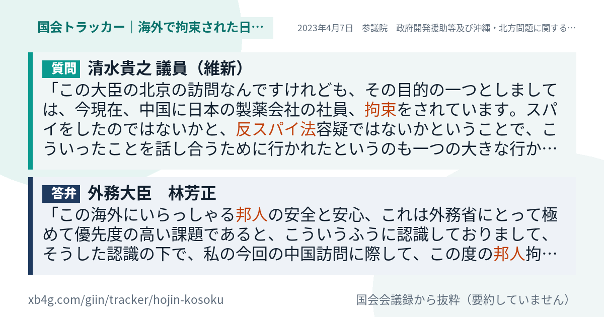 質問と答弁のカード