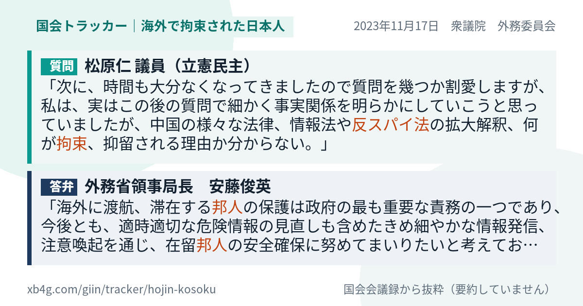 質問と答弁のカード