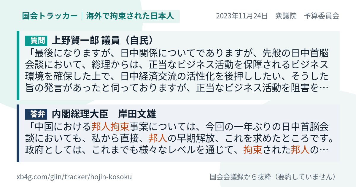 質問と答弁のカード