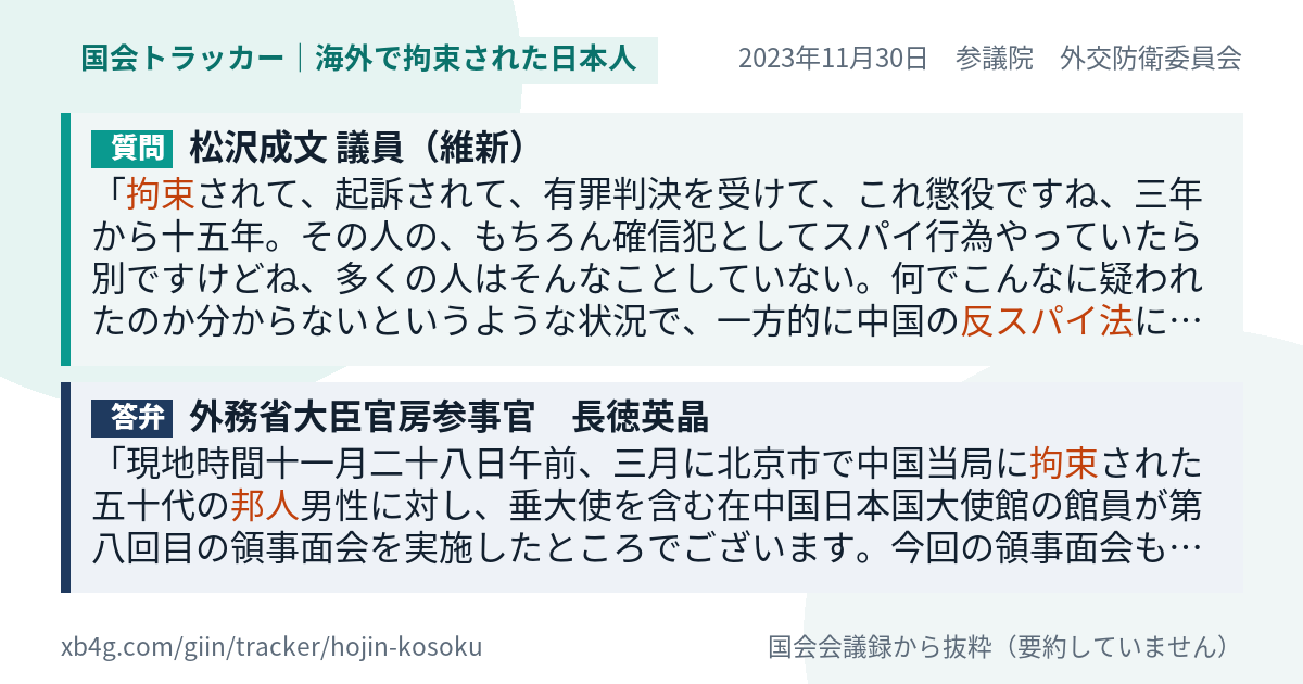 質問と答弁のカード