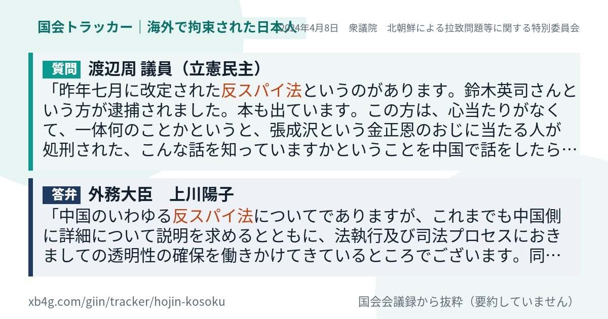 質問と答弁のカード