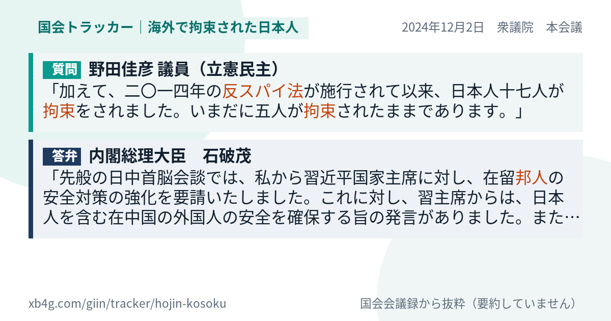 質問と答弁のカード