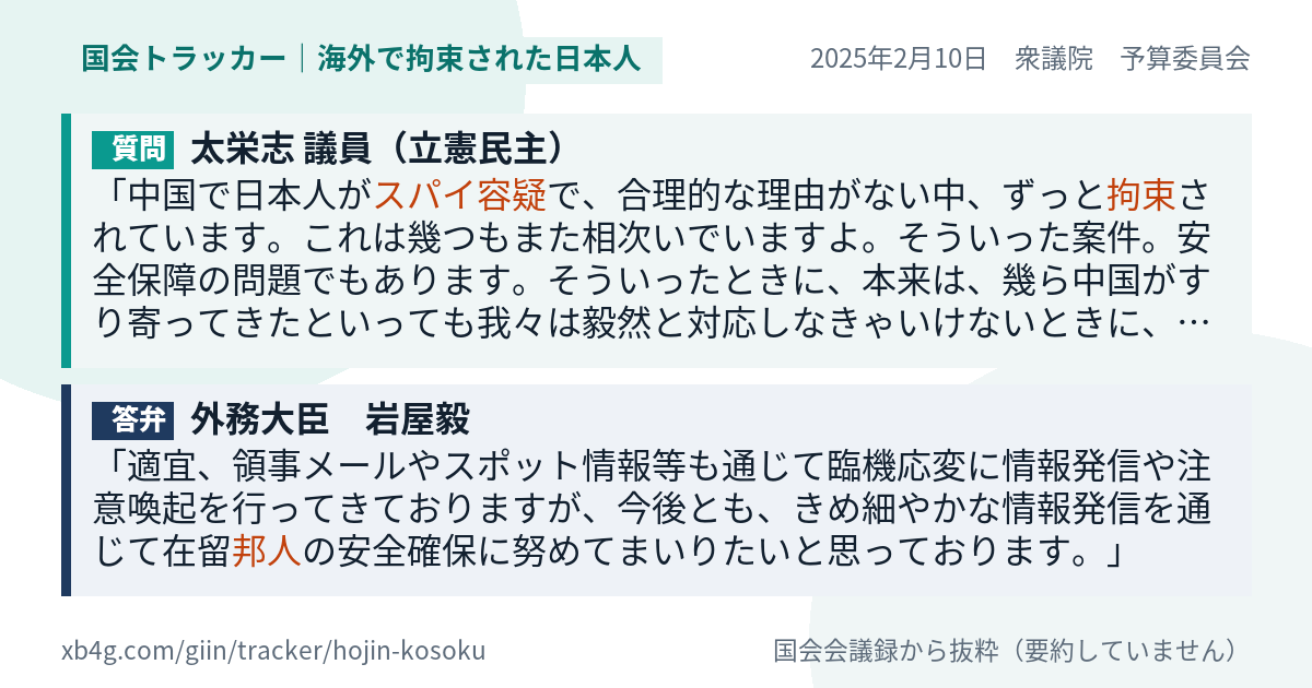 質問と答弁のカード