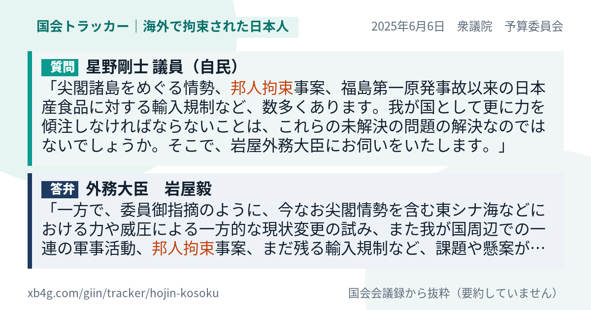 質問と答弁のカード