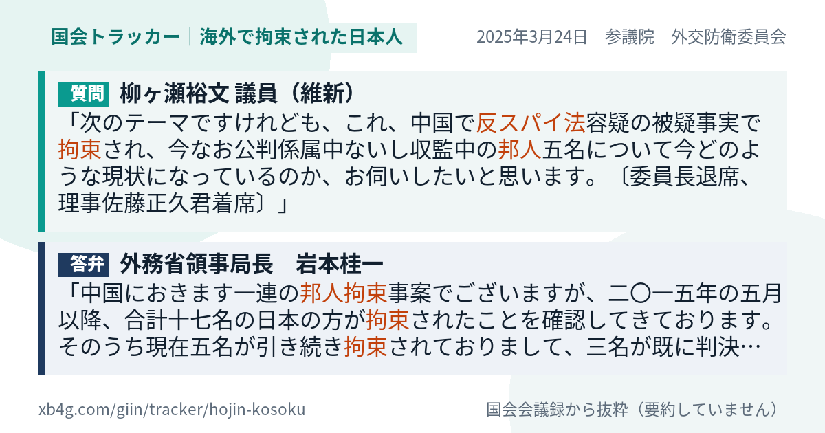 質問と答弁のカード