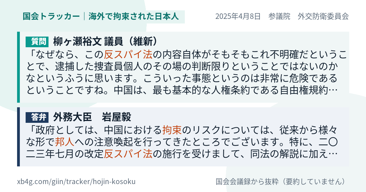 質問と答弁のカード