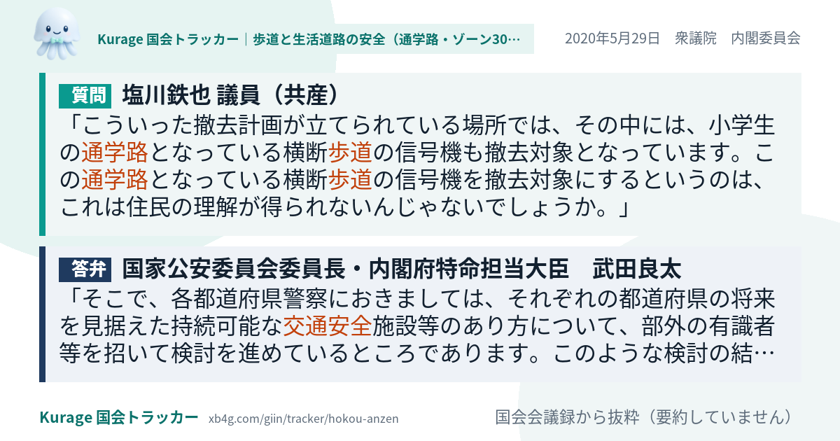 質問と答弁のカード