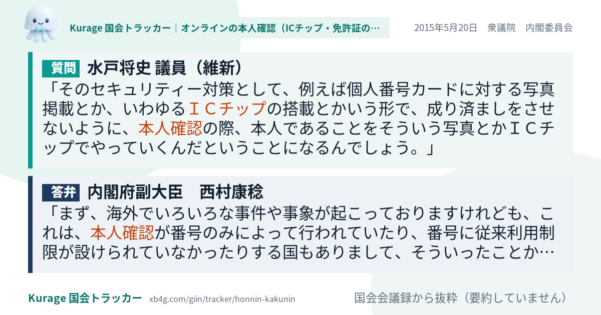 質問と答弁のカード