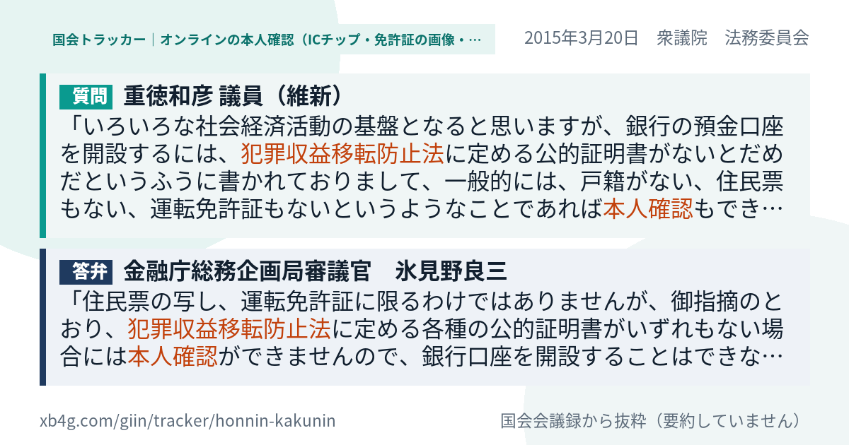 質問と答弁のカード