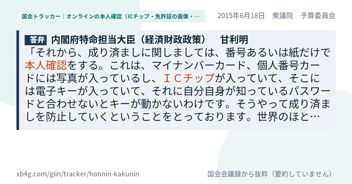 質問と答弁のカード