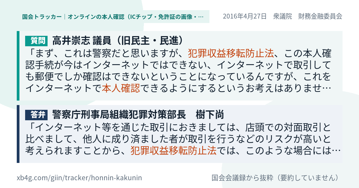 質問と答弁のカード