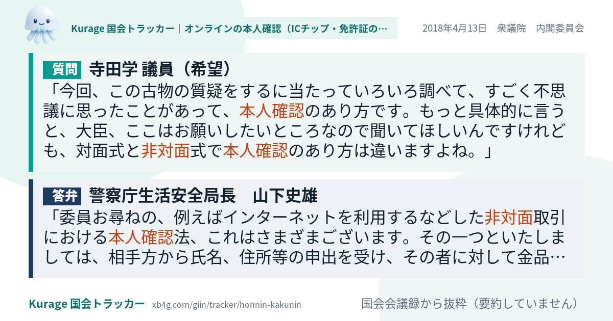 質問と答弁のカード