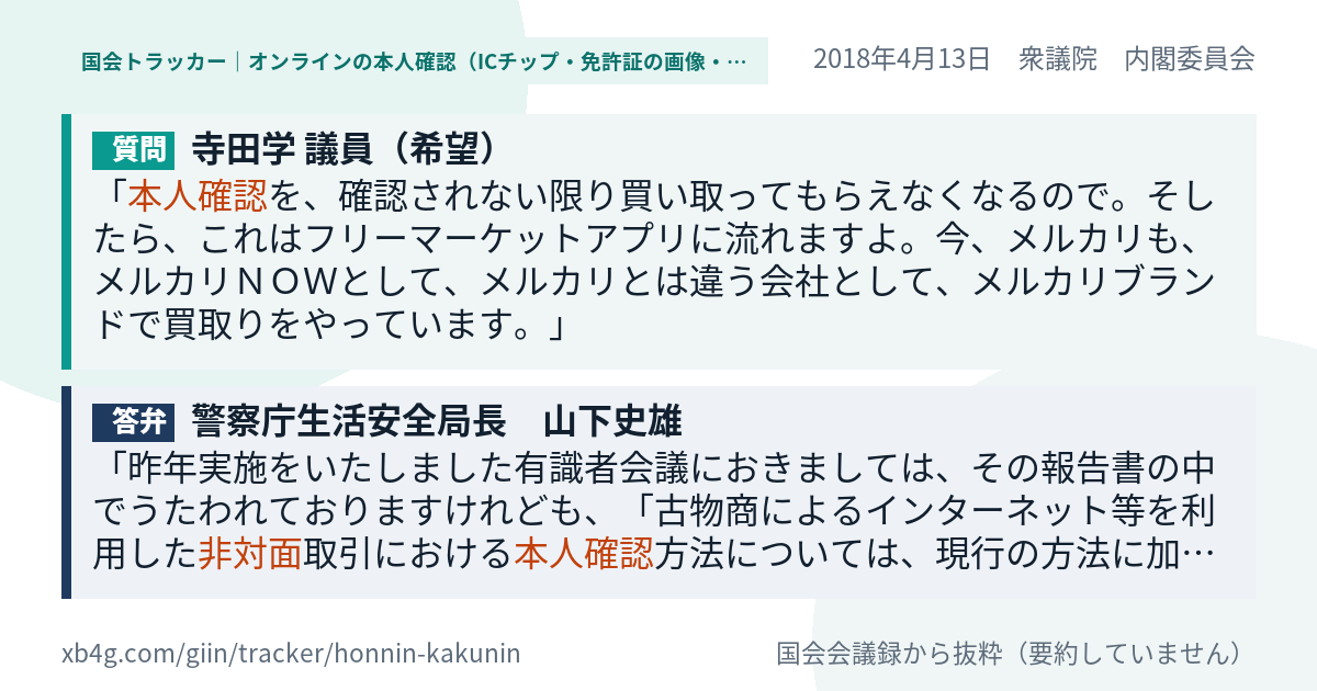 質問と答弁のカード