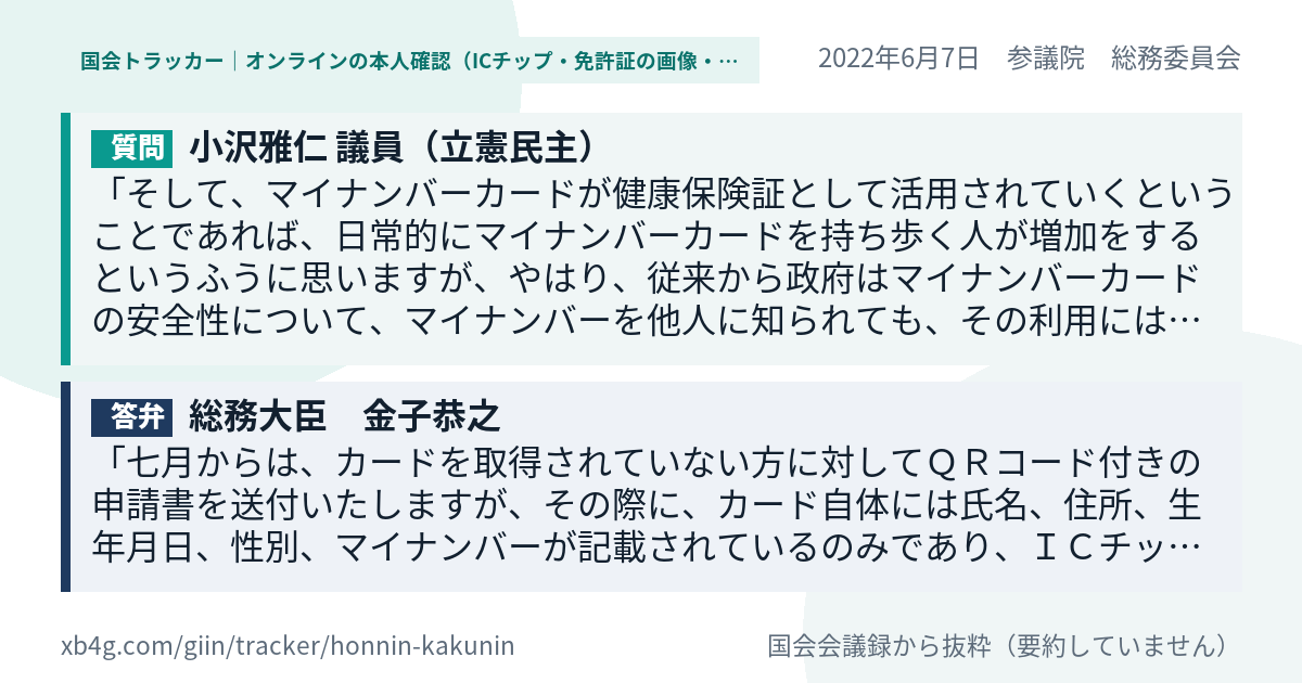 質問と答弁のカード