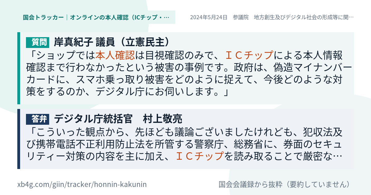 質問と答弁のカード